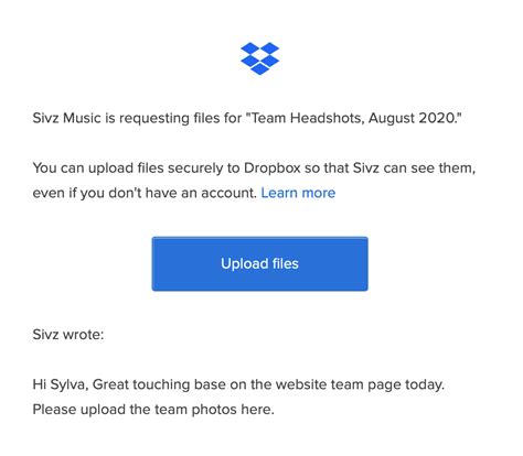send dropbox file by email.